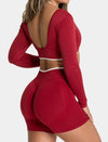 SPARK Fake Two Pieces Fitness Cropped Top RXW3006