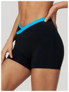 SPARK New Color-Block Cross Waist Yoga Athletic Shorts ZC2578