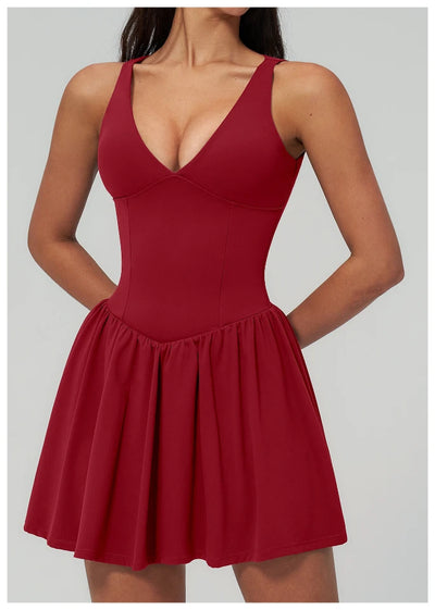 SPARK Women's Deep V Neck Yoga Fitness Tennis Dress ZC9582