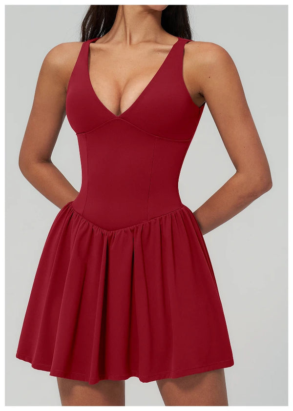 SPARK Women's Deep V Neck Yoga Fitness Tennis Dress ZC9582
