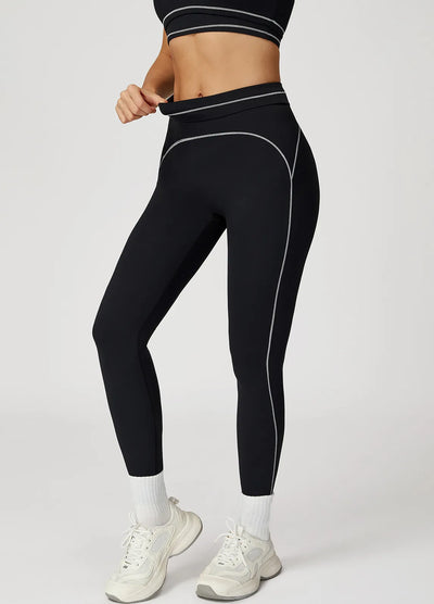 SPARK Contrast Color Sanded Folded High Waist Leggings ZC7028