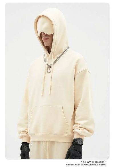 SPARK Men's Solid Color Hooded Sweatshirt with Eye Mask TH2692