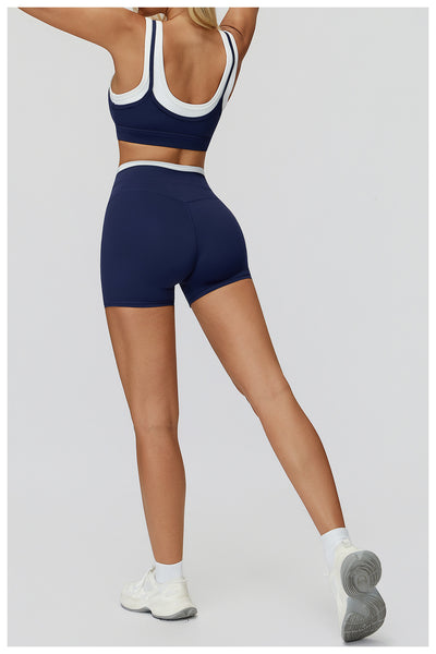 SPARK Fake Two-Piece Yoga Sports Bra with Ribbed Design ZC3129