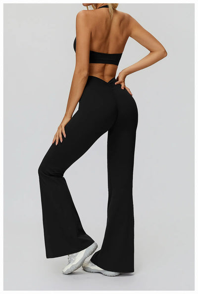 Back Waist Scrunch Flared Pants for Women 