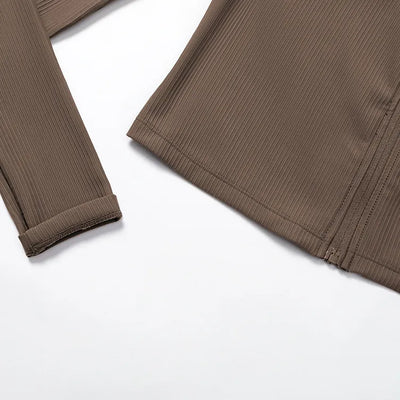 SPARK Ribbed Stand-up Collar Slim Yoga JacketZC3093