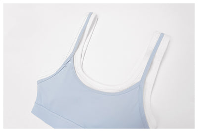 SPARK Fake Two-Piece Yoga Sports Bra with Ribbed Design ZC3129