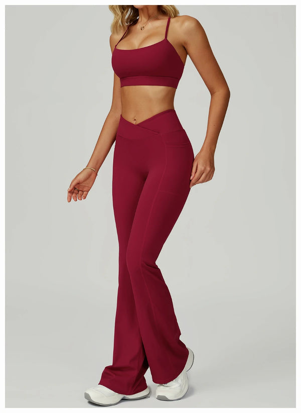SPARK Cross High Waist Flared Pants for Women ZC2030