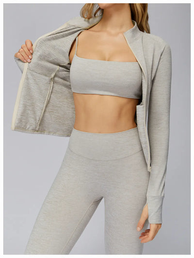 SPARK Brushed Long Sleeve Zip Pocket Jacket For Women ZC4510