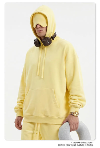 SPARK Men's Solid Color Hooded Sweatshirt with Eye Mask TH2692