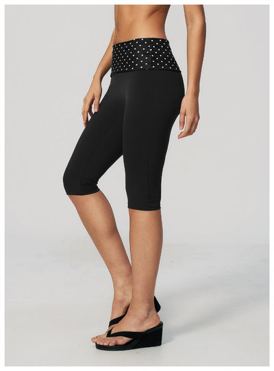 SPARK New Brushed Retro Polka Dot Fold-Over Yoga Capri ZC4549
