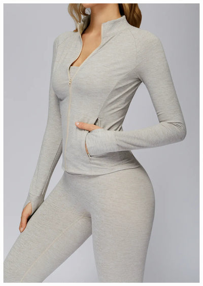 SPARK Brushed Long Sleeve Zip Pocket Jacket For Women ZC4510