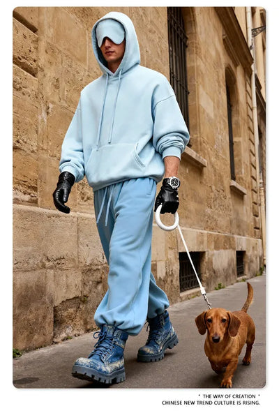 SPARK Men's Solid Color Hooded Sweatshirt with Eye Mask TH2692