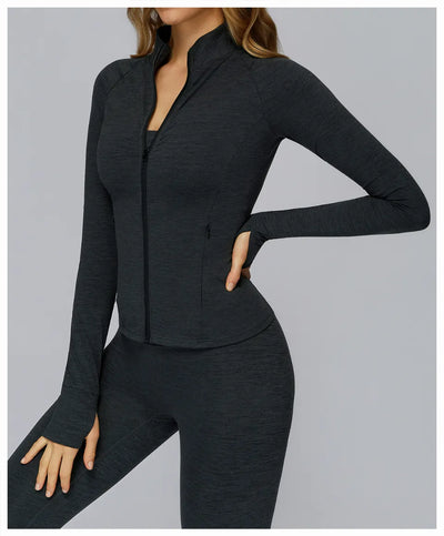 SPARK Brushed Long Sleeve Zip Pocket Jacket For Women ZC4510