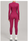 Autumn/Winter Fleece-Lined Outdoor Warm Yoga Fitness Bodysuit in rose red back