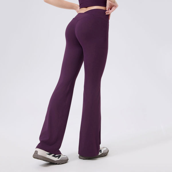 Back view of the Tummy Control Bootcut Yoga Pants in purple