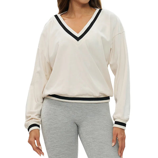 【Christmas】SPARK Fashion Versatile V-neck Yoga Sports Sweatshirt in apricot