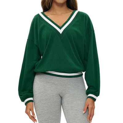 【Christmas】SPARK Fashion Versatile V-neck Yoga Sports Sweatshirt in Christmas green