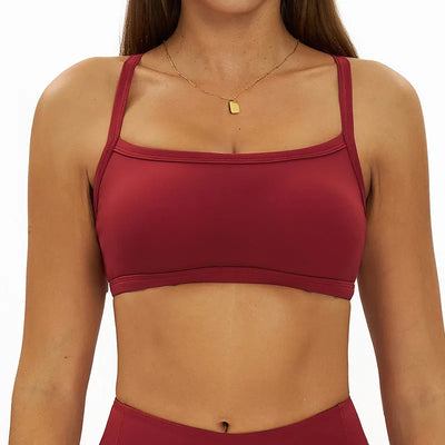 【Christmas】SPARK Spaghetti Straps Yoga Fitness Bra for Women in retro red