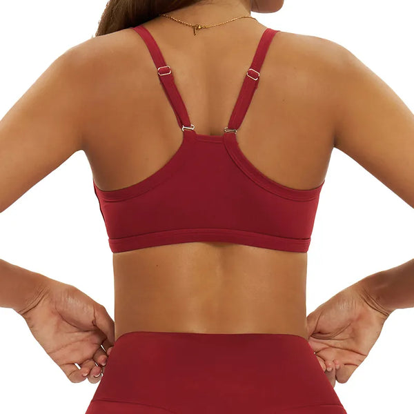 【Christmas】SPARK Spaghetti Straps Yoga Fitness Bra for Women in retro red back