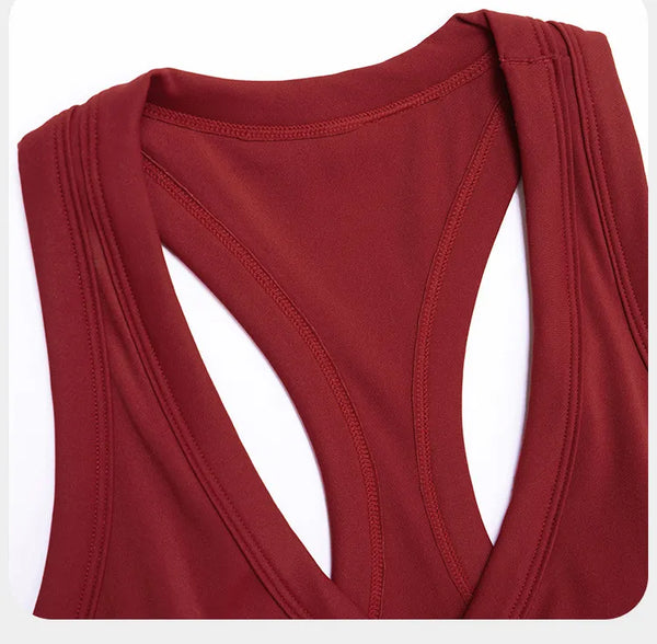 【Christmas】SPARK V Neck Racerback Yoga Fitness Vest for Women in retro red detail