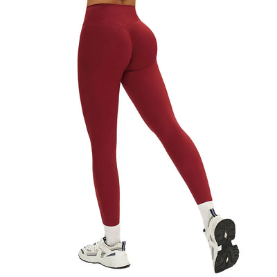 【Christmas】SPARK Women's Bare-Feel Quick-Drying Fitness Leggings in retro red back