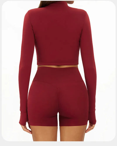 【Christmas】SPARK Women's Fitness Yoga Short Jacket in retro red back