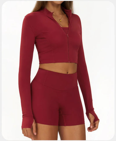 【Christmas】SPARK Women's Fitness Yoga Short Jacket in retro red side