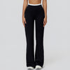 Contrast Color Fake Two-Piece Flared Yoga Pants for Women in black