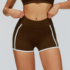  Contrast Color Naked Feeling Yoga Shorts with Pockets IN BROWN