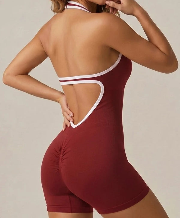 SPARK Seamless Women’s Sexy V Neck Contrast Color Yoga Jumpsuit YB2694