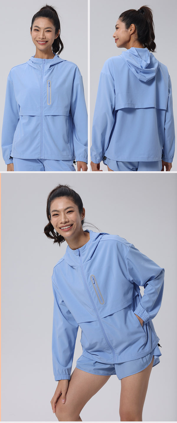 Reflective Lightweight Sports Running Jacket in blue different sides