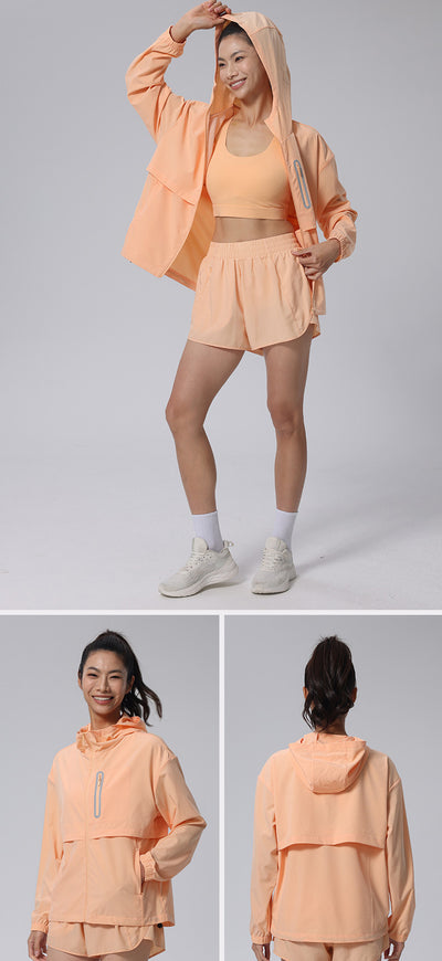 Reflective Lightweight Sports Running Jacket in orange different sides