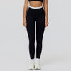 Ribbed Contrast Color Fake Two-Piece Leggings for Women in black
