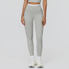 Ribbed Contrast Color Fake Two-Piece Leggings for Women in grey