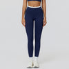 Ribbed Contrast Color Fake Two-Piece Leggings for Women in navy