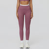Ribbed Contrast Color Fake Two-Piece Leggings for Women in purple