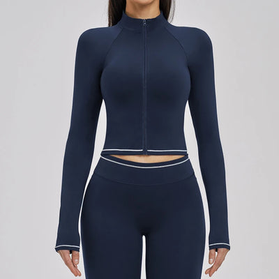 SPARK Women's Contrast Color Brushed Yoga Jacket ZC3562