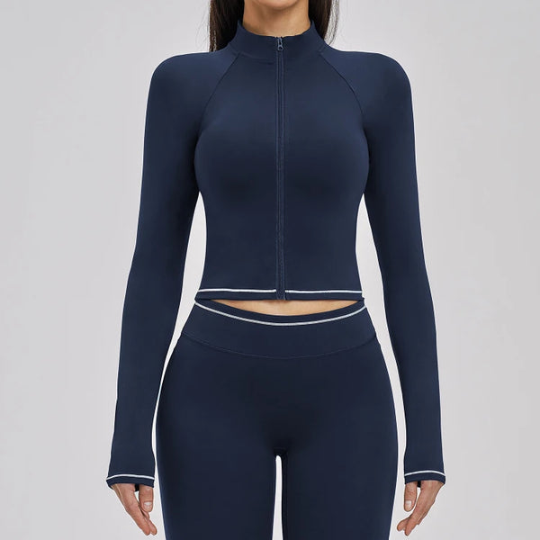 SPARK Women's Contrast Color Brushed Yoga Jacket ZC3562