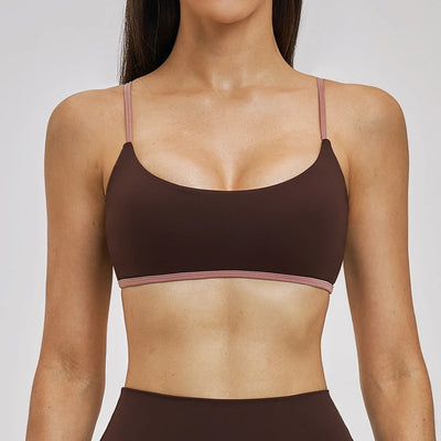 SPARK Women's Color Block Spaghetti Strap Yoga Bra ZC6116