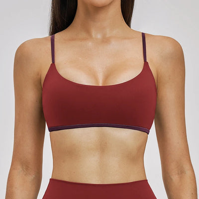 SPARK Women's Color Block Spaghetti Strap Yoga Bra ZC6116