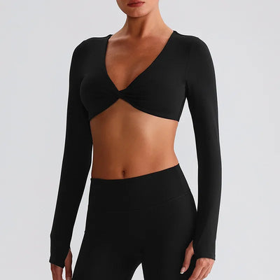 SPARK Twist Deep V Workout Cropped Top LQ8019