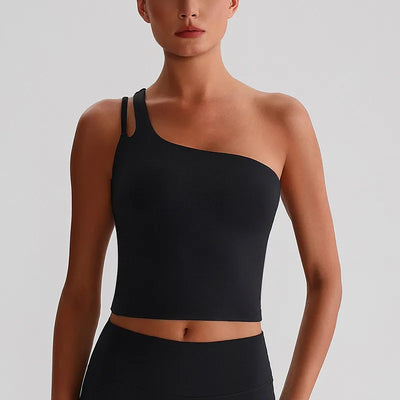 SPARK One-Shoulder Yoga Crop Tank Top LQ8029