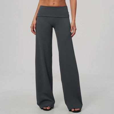 SPARK Women's Folded Waist Yoga Wide Leg Pants ZC5529