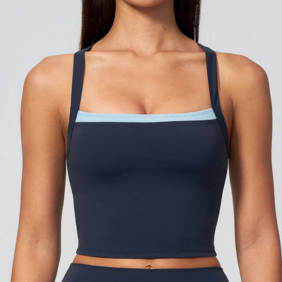 SPARK Women’s 2-in-1 Color Block Cross Back Yoga Tank Top ZC6116