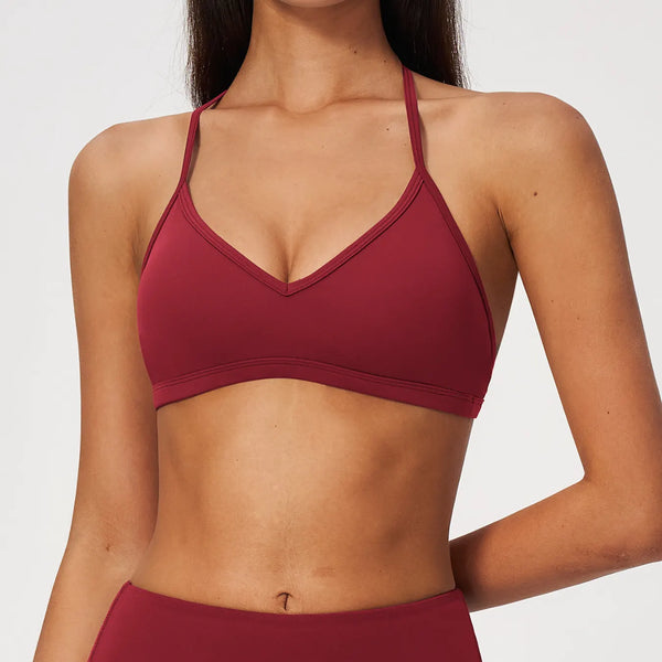 SPARK Thin-Strap V Neck Halter Yoga Fitness Bra ZC5555