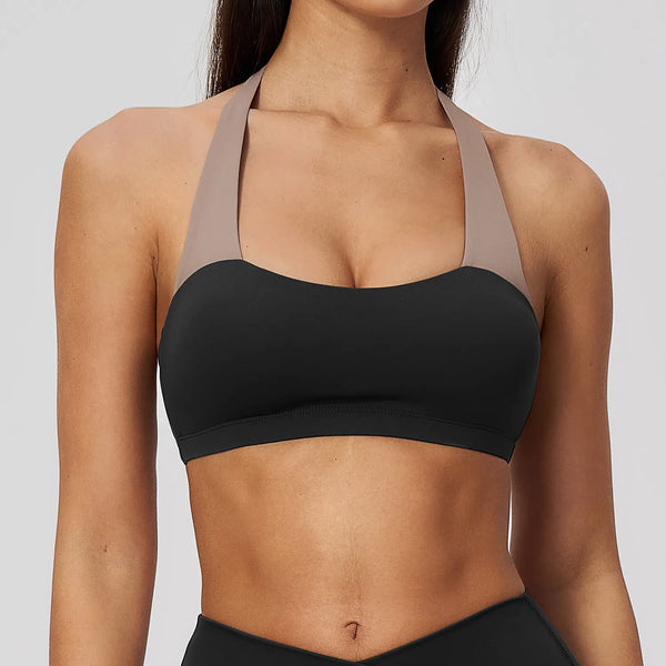 Spark Women's Color-Block Halter-Neck Yoga Sports Bra ZC2588