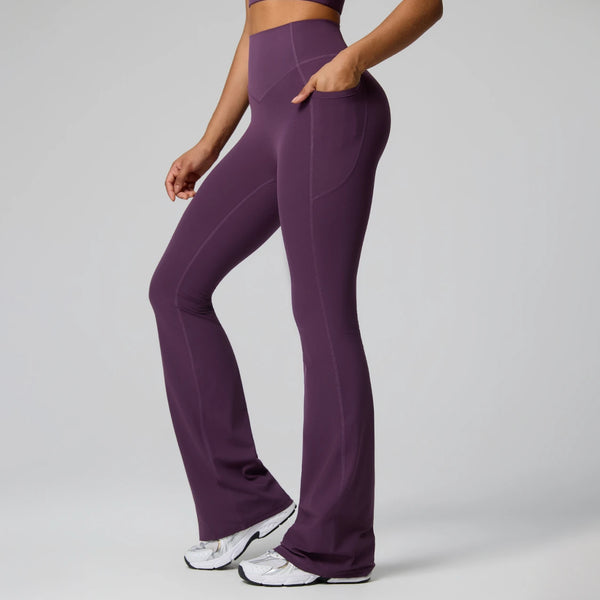 SPARK Women's High Waist Shaping Yoga Flare Pants with Pocket FYD248