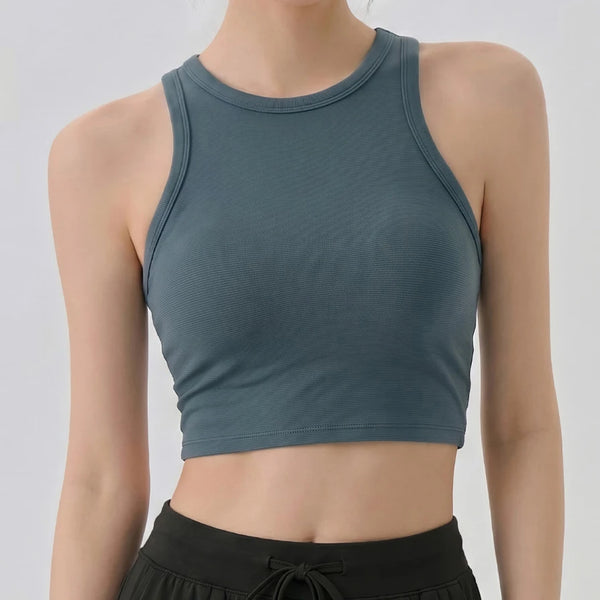SPARK Women's Ribbed High Neck Yoga Vest DS116245