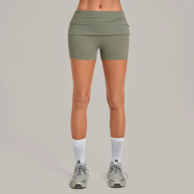 SPARK Women’s Fold-Over Waist Invisible Scrunch Yoga Shorts TF8402