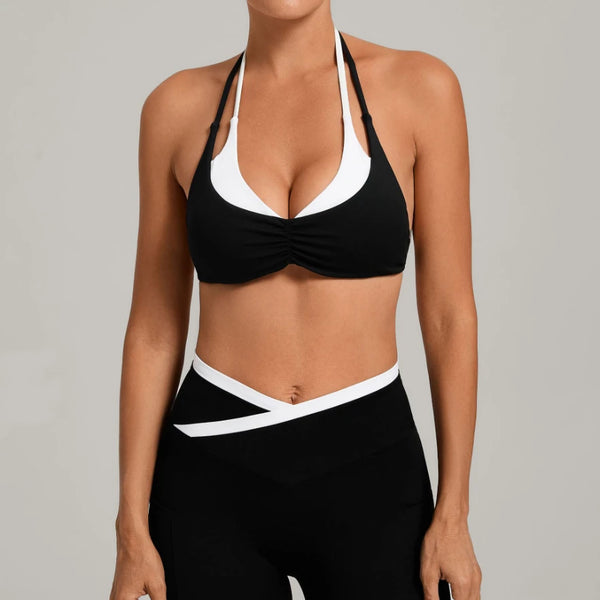 SPARK Color Block Fake Two-Piece Yoga Fitness Bra TF40602